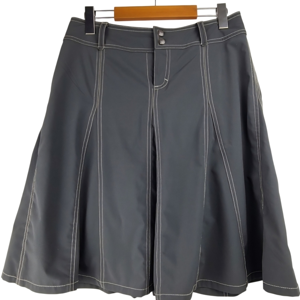 Athleta Gray A-Line Pleated Skort Drawstring Waist Sz 4 Tall Tennis Golf Sporty